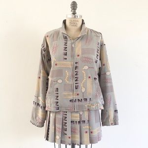 Vintage Tail Tennis Bomber Jacket & Pleated Skirt